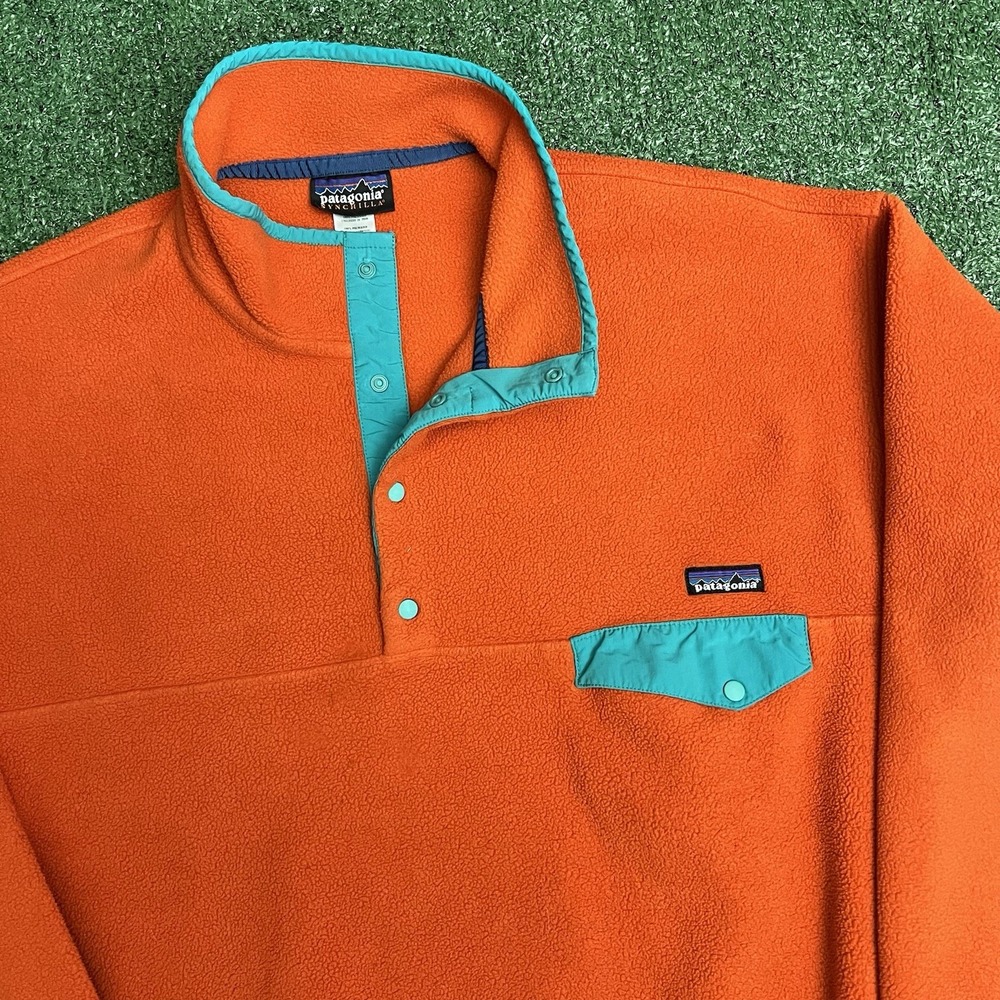 Patagonia Synchilla Snap T Pullover - Mens XL Orange/Teal 25450 Fall 2011